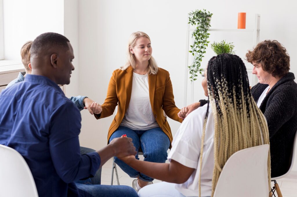 A group treatment exercise through drug addiction rehab in Knoxville, TN.